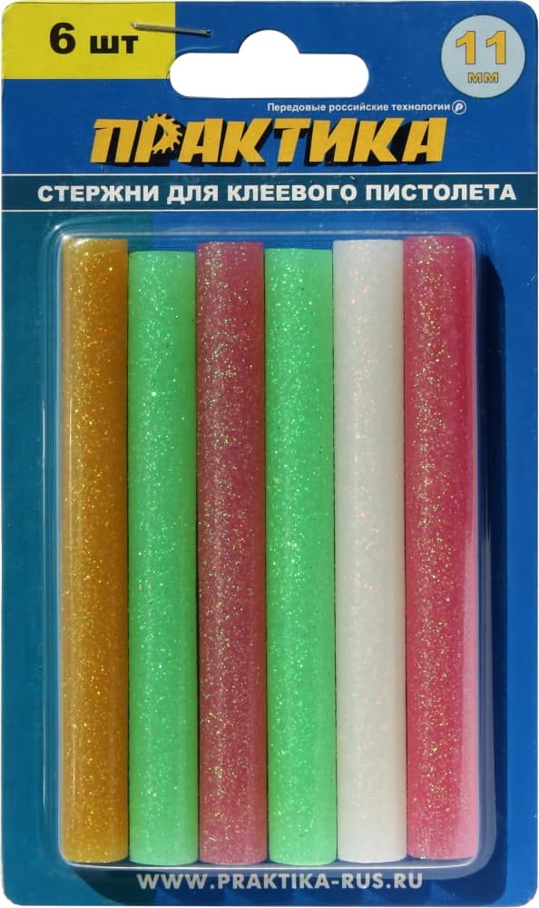 Клей-стержень ПРАКТИКА цветной с блестками 11×100 мм 1