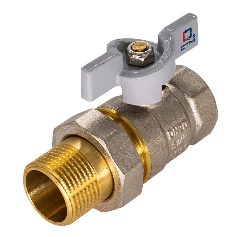 Кран шаровой латунный СТМ Стандарт 1/2" с американкой, бабочка 1
