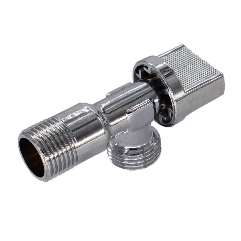 Кран шаровой СТМ CAMV1234 угловой 1/2"×3/4", латунь, хром, бабочка, для бытовых приборов 1