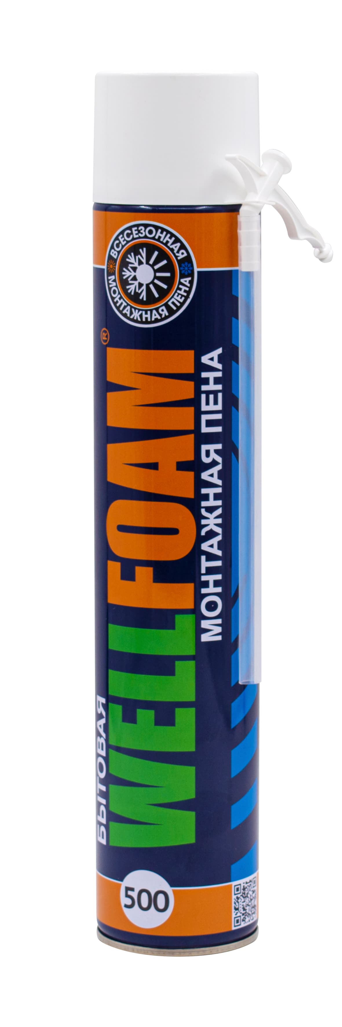 Пена монтажная WELLFOAM 500 бытовая всесезонная, 1000 мл