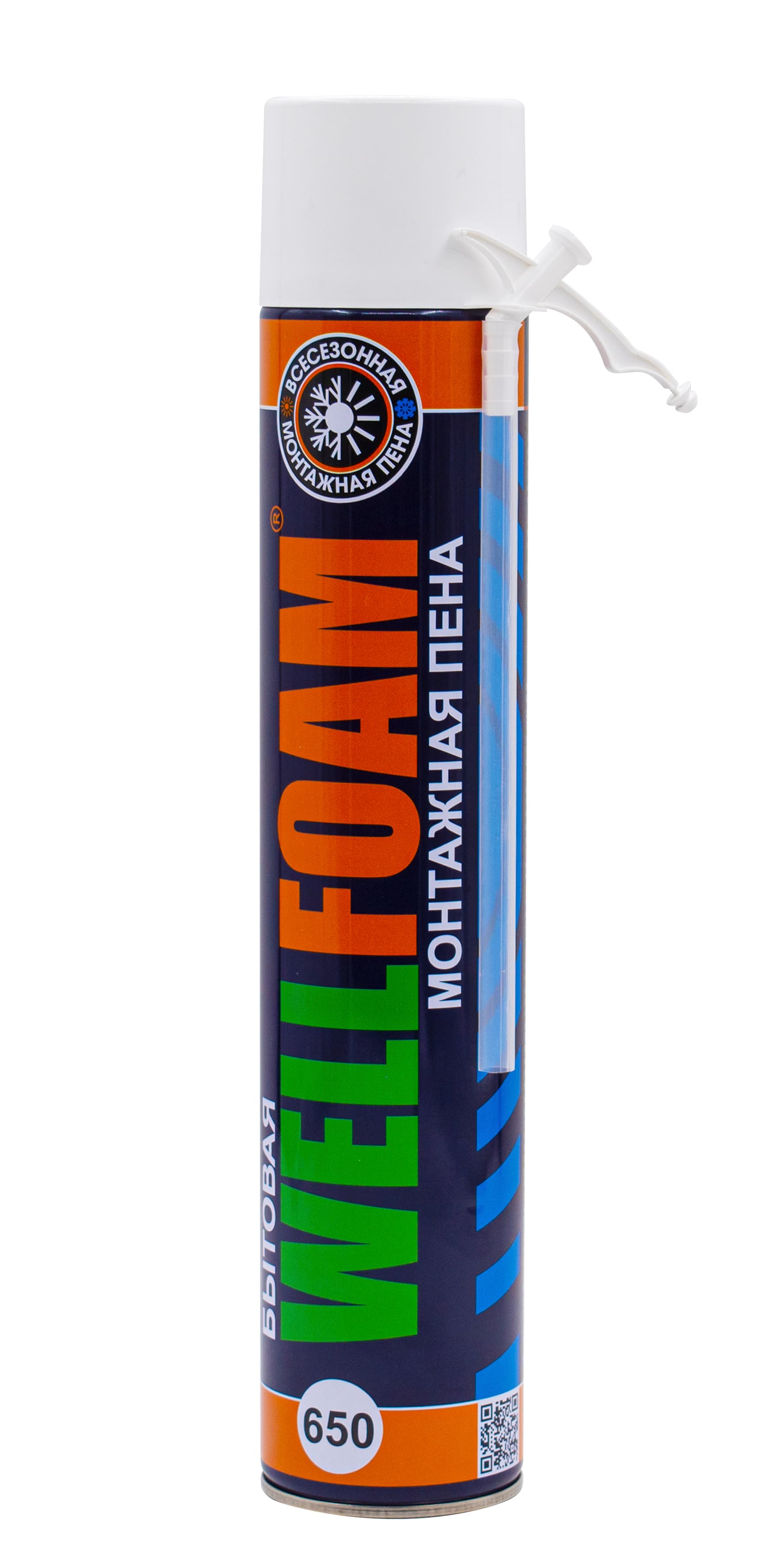 Пена монтажная WELLFOAM 650 бытовая всесезонная, 1000 мл