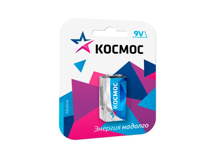 Батарейка Космос Крона 9V алкалиновая, блистер 1