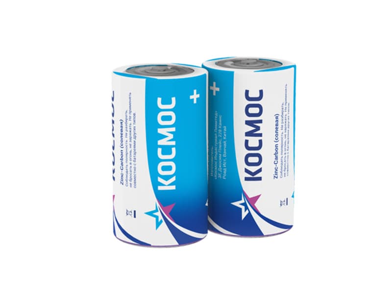 Батарейка Космос R20 тип C солевая, пленка 2 шт.