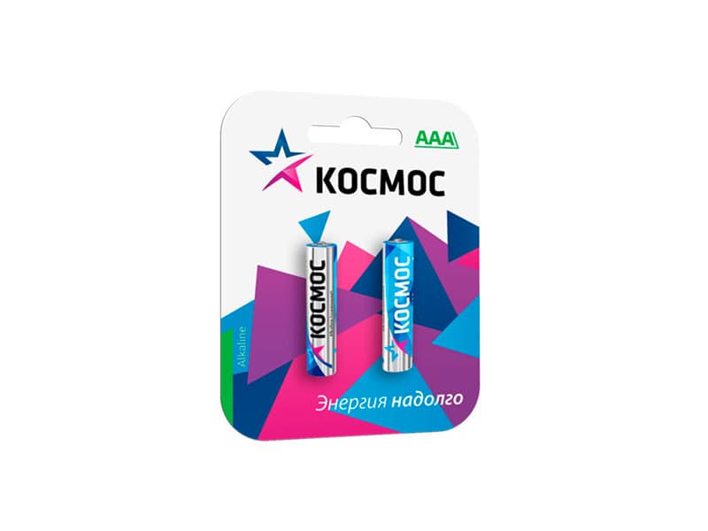 Батарейка Космос ААА мизинчиковая алкалиновая, блистер 2 шт.