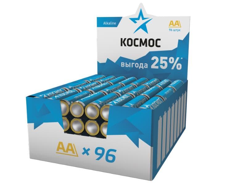 Батарейка Космос АА LR6 пальчиковая алкалиновая, пленка 4 шт.