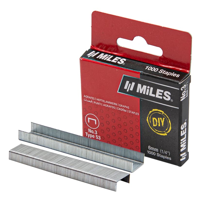 Скобы для степлера MILES тип 53 DIY, 6 мм, 1000 шт. 1