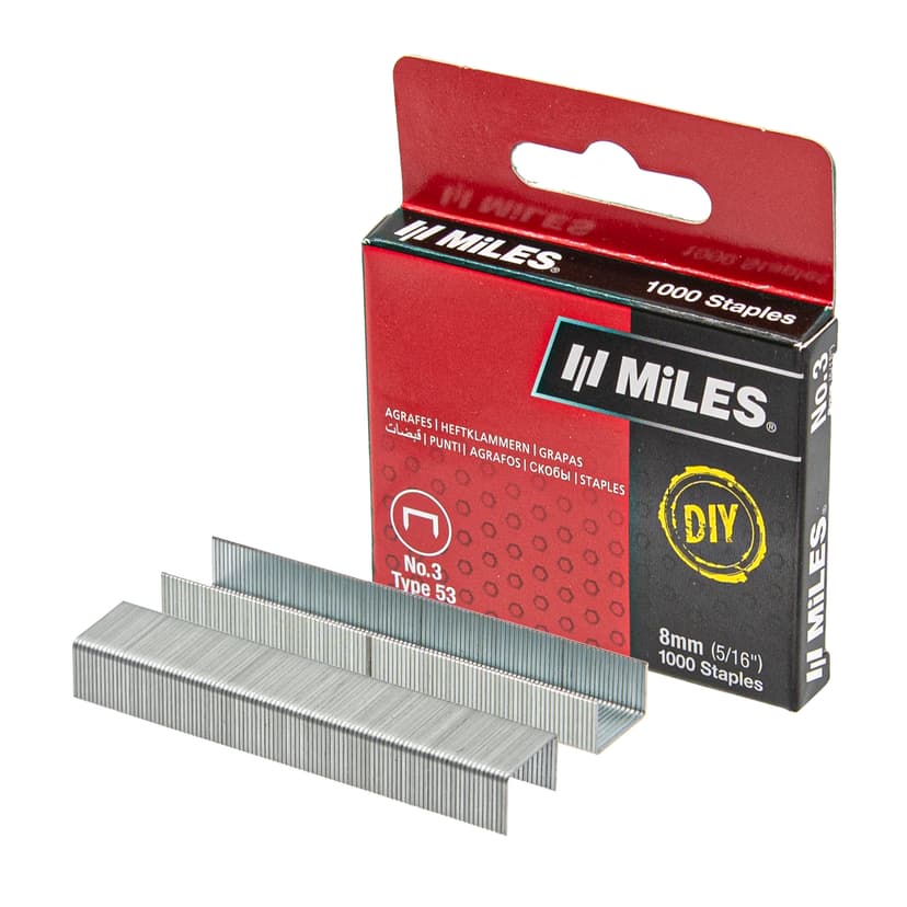Скобы для степлера MILES тип 53 DIY, 8 мм, 1000 шт. 1