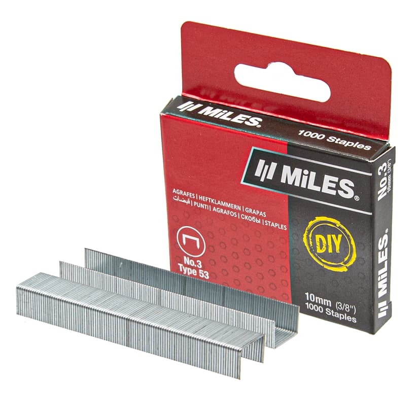 Скобы для степлера MILES тип 53 DIY, 10 мм, 1000 шт. 1