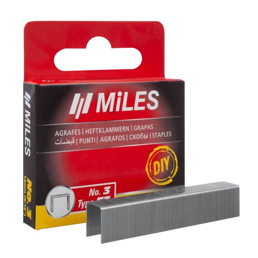 Скобы для степлера MILES тип 53 DIY, 14 мм, 1000 шт. 1