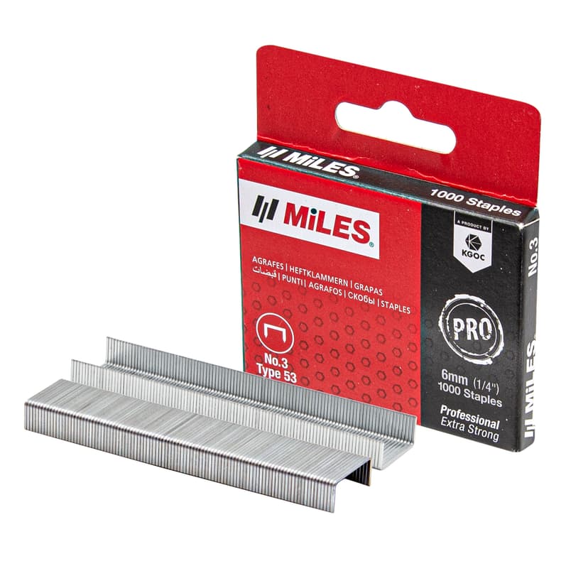 Скобы для степлера MILES тип 53 ПРО, 6 мм, 1000 шт. 1