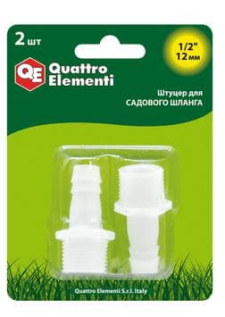 Штуцер для шланга QUATTRO ELEMENTI пластиковый 1/2" - ёлочка 12 мм 2 шт 4
