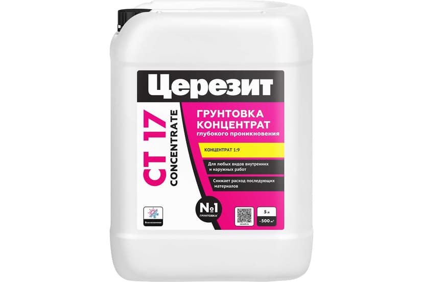 Грунтовка глубокого проникновения Ceresit CT 17 концентрат, 5 л 1