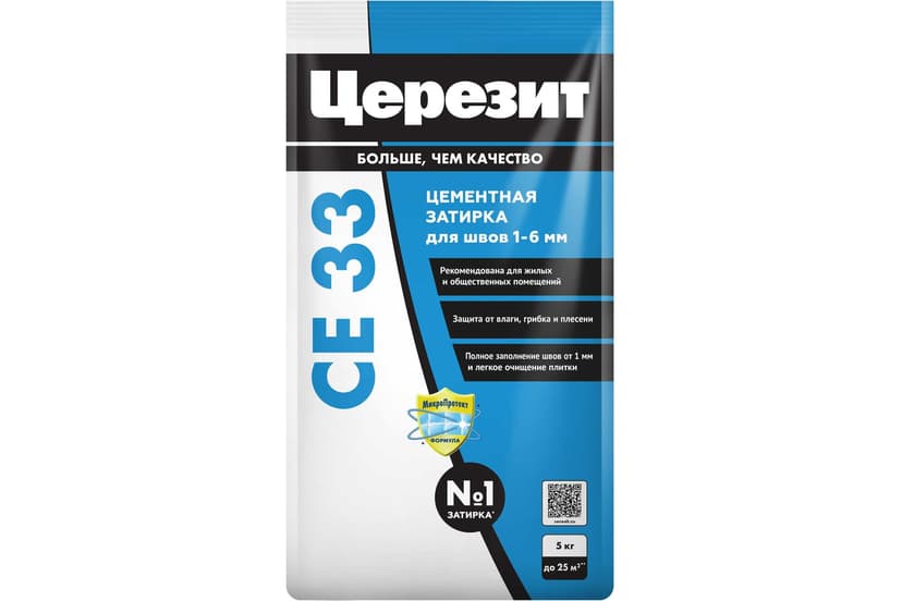 Затирка для швов плитки цементная Ceresit CE 33, 5 кг, белый 12