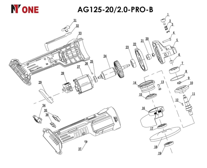УШМ аккумуляторная AG125-20/2.0-PRO-B 125 мм 5