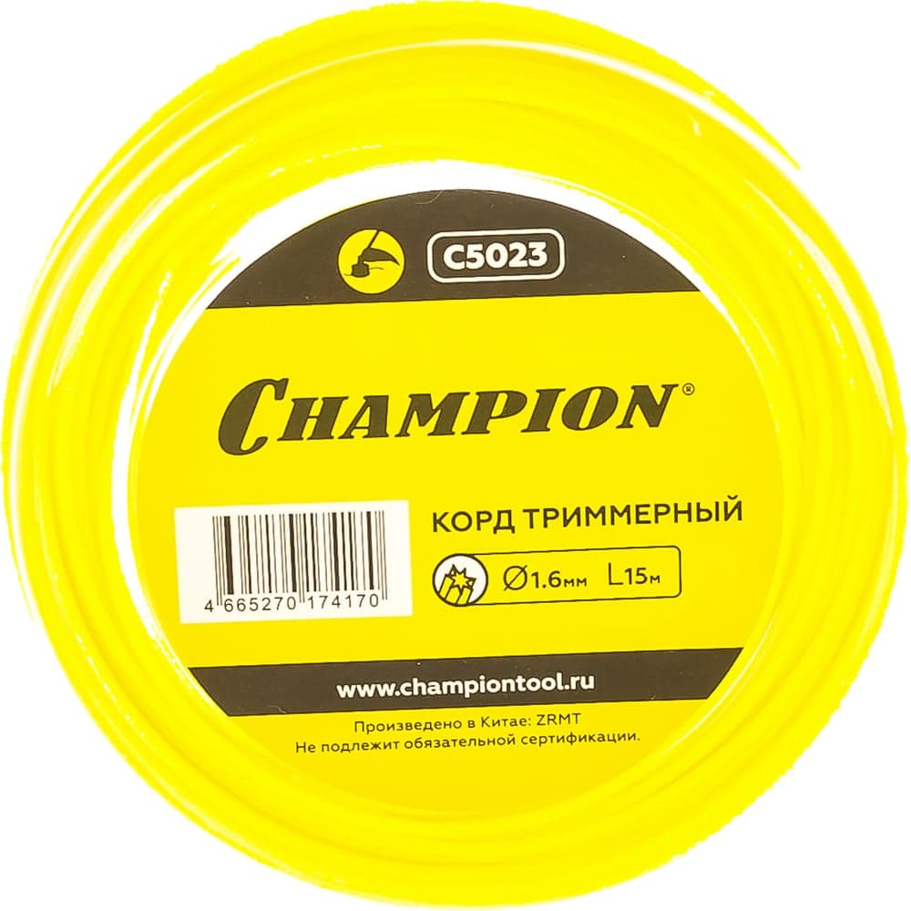 Корд для триммера CHAMPION Star 1.6мм×15м