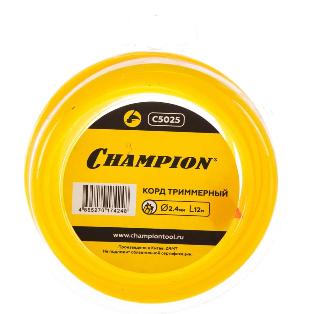 Корд для триммера CHAMPION Star 2.4мм×12м