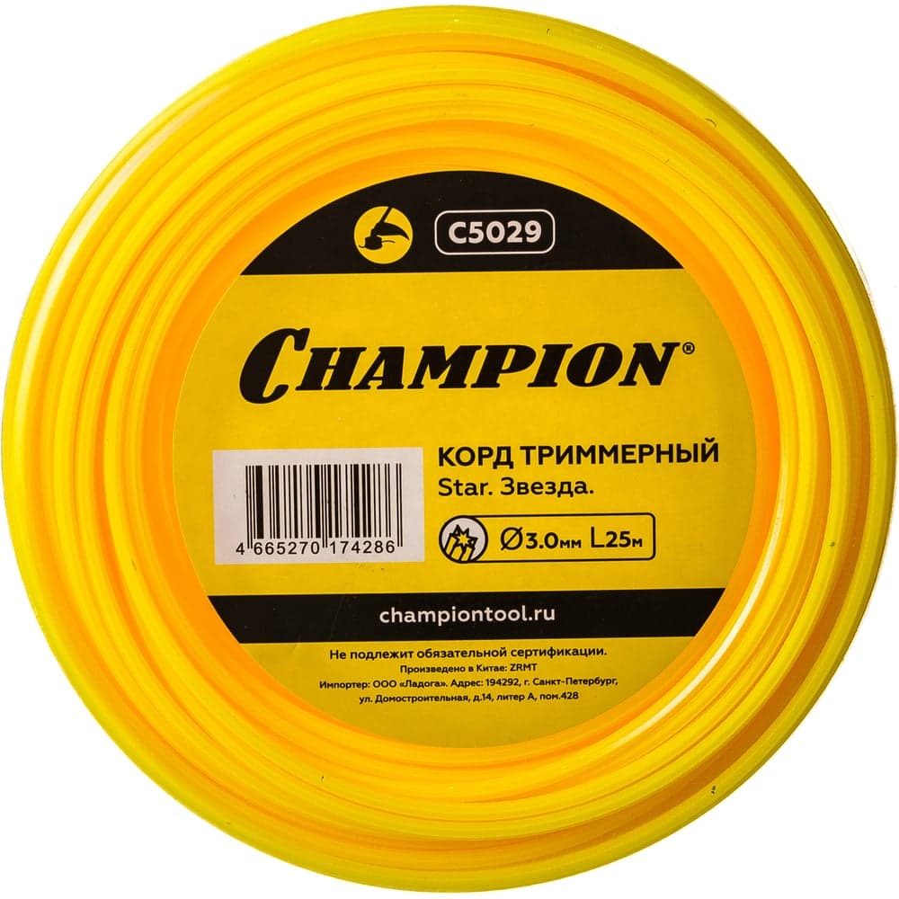 Корд для триммера CHAMPION Star 3.0мм×25м