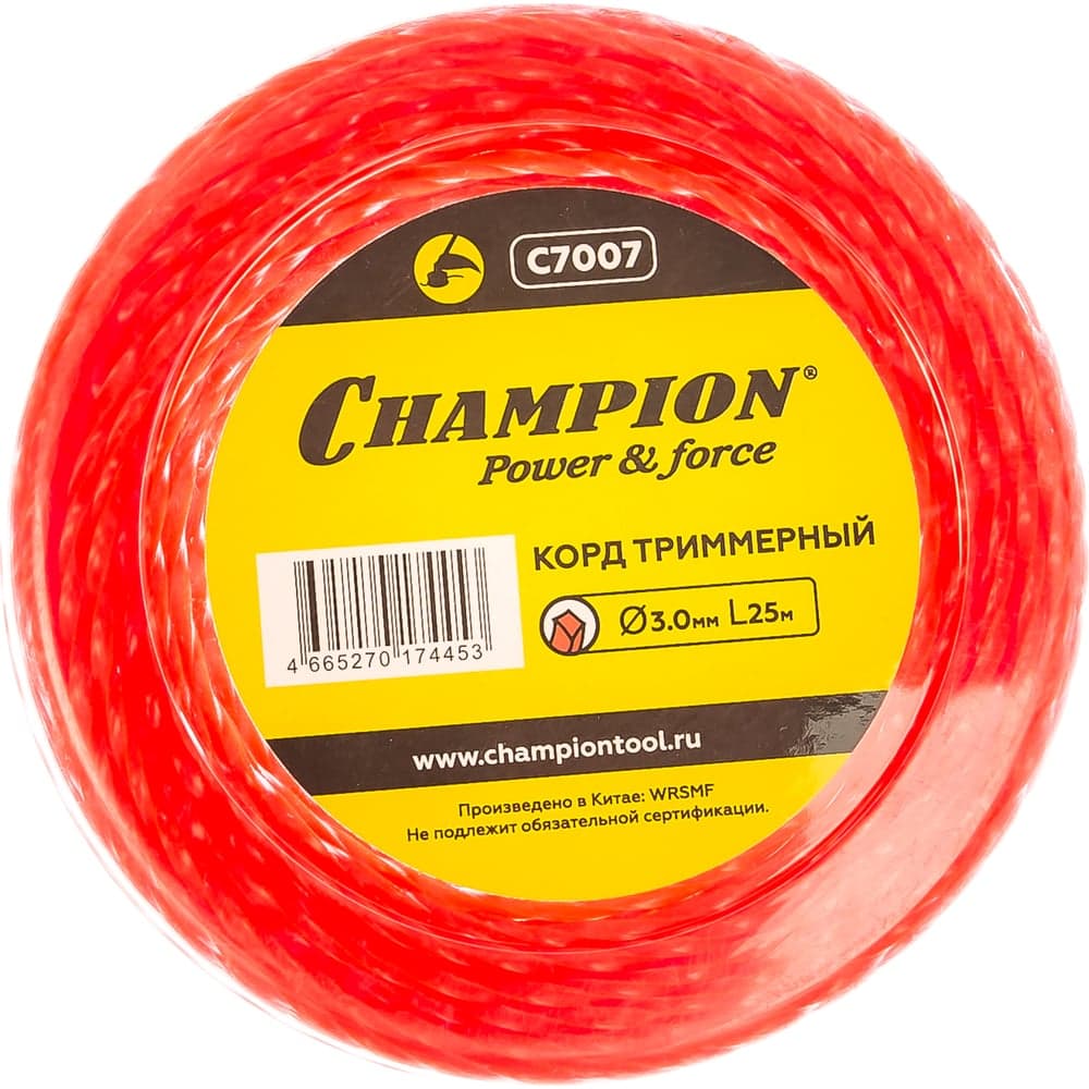 Корд для триммера CHAMPION Twisted Square 3.0мм×25м