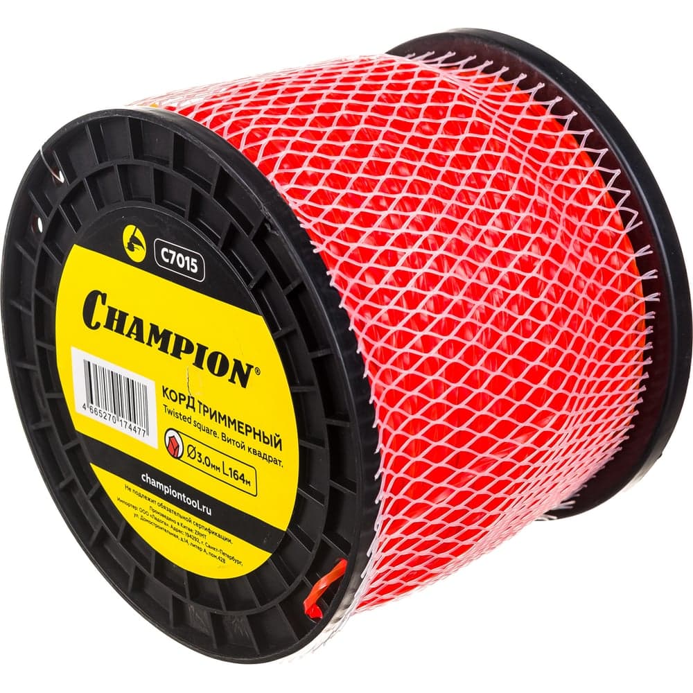 Корд для триммера CHAMPION Twisted Square 3.0мм×164м