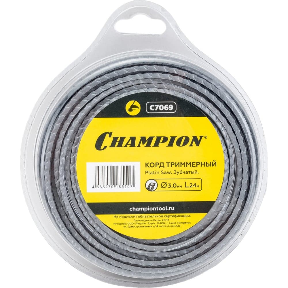 Корд для триммера CHAMPION Platin Saw 3.0мм×24м