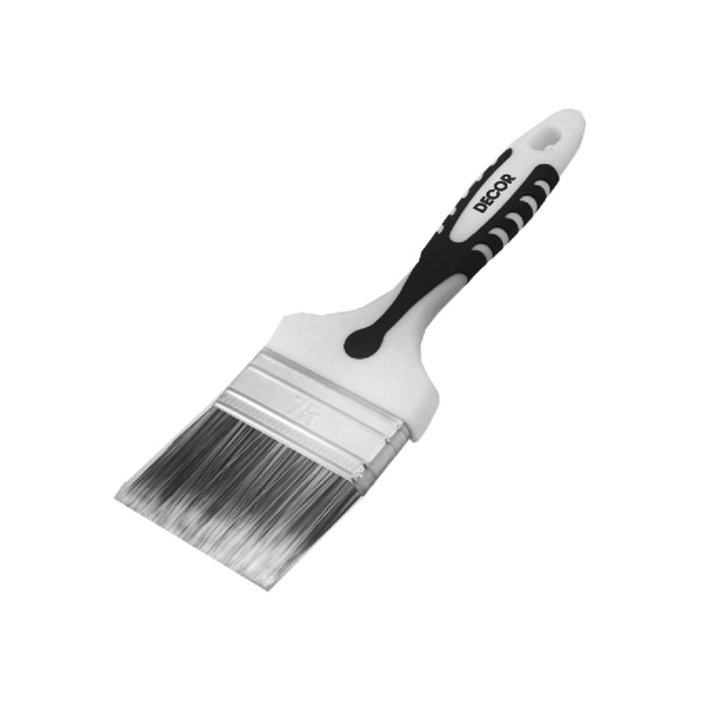 Кисть плоская Black White PREMIUM унив.35х15мм, сереб.щетина,2К ручка