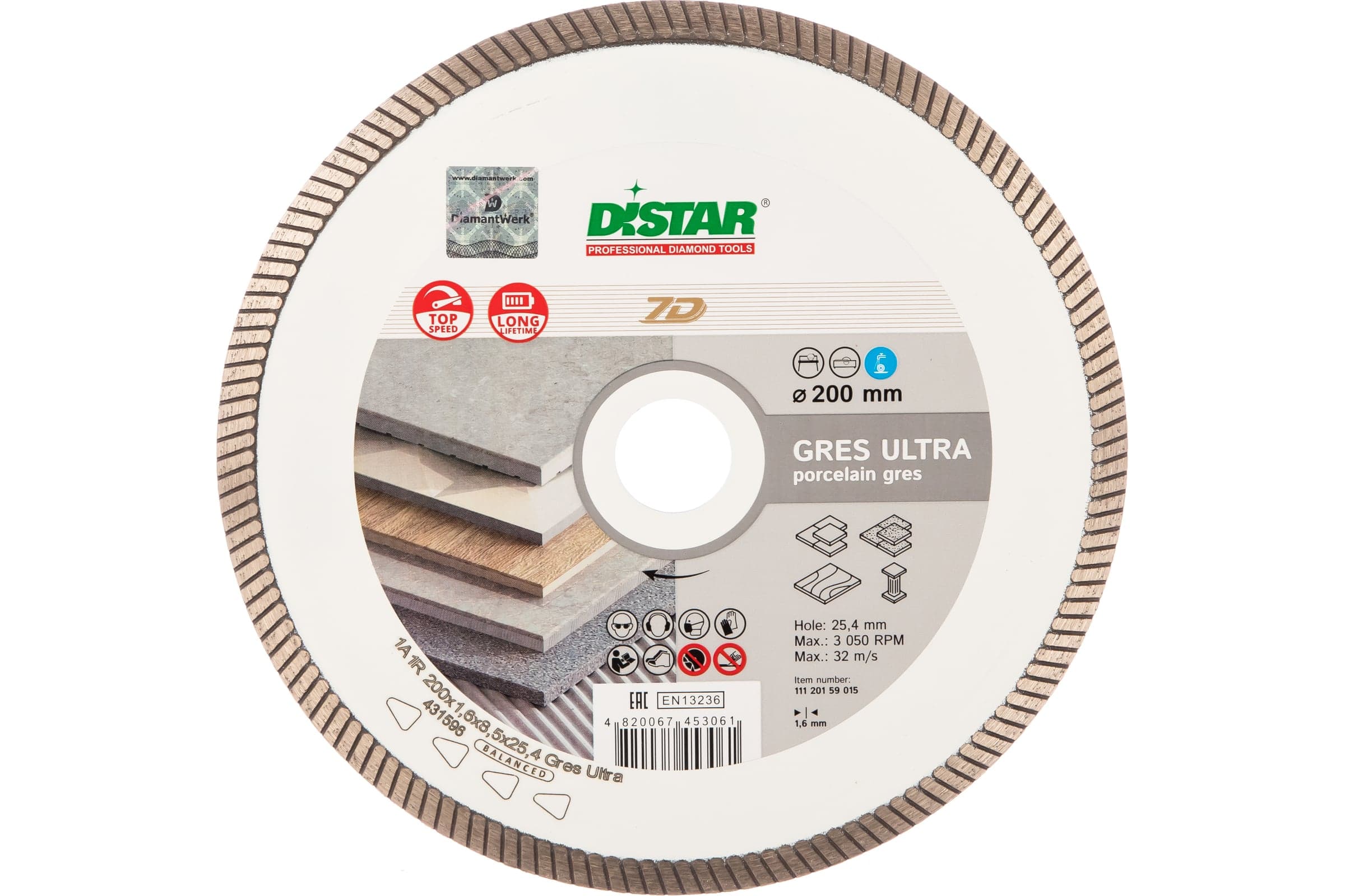 Диск алмазный DISTAR 1A1R Gres Ultra 200 мм