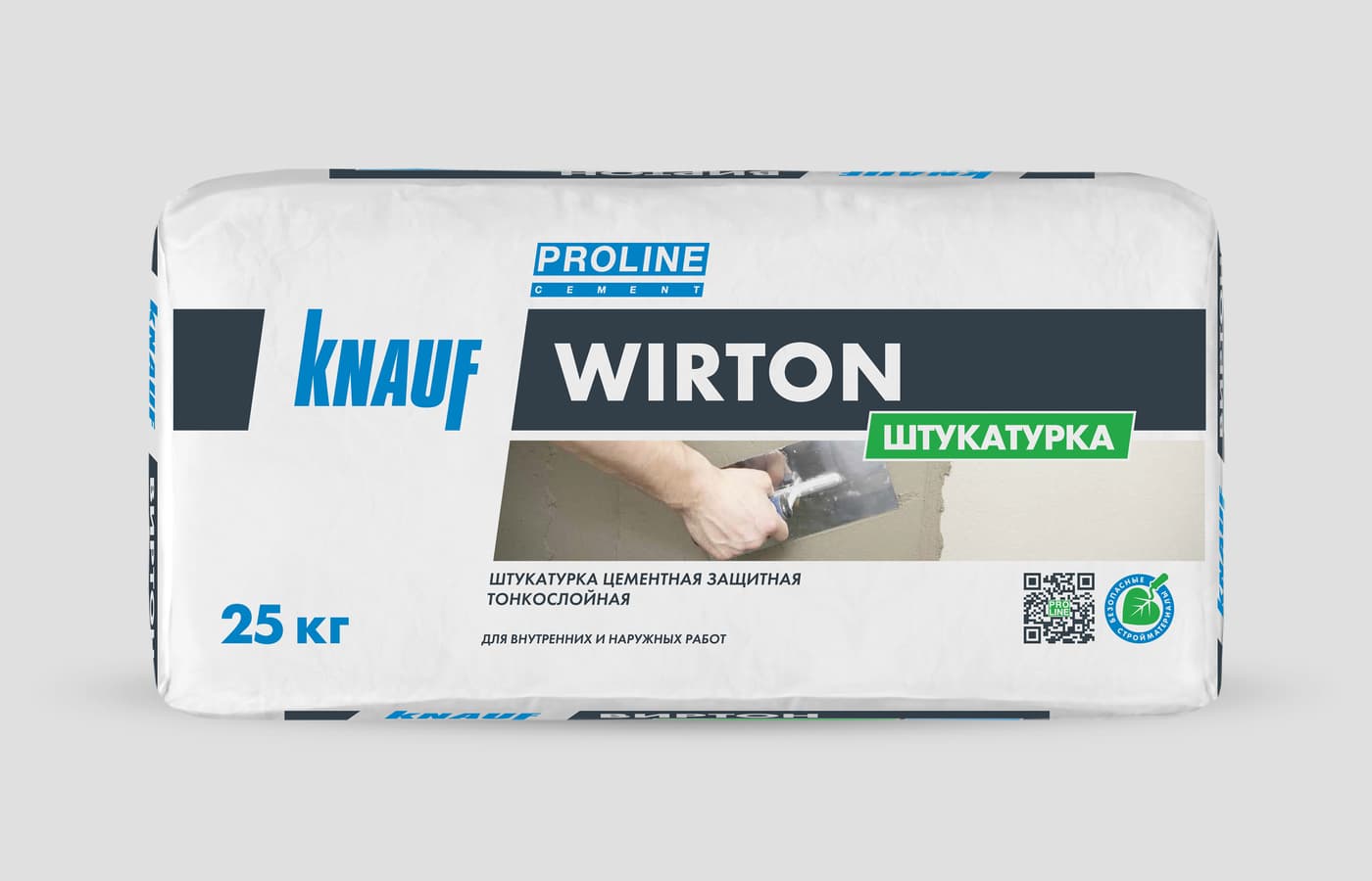 Штукатурка цементная тонкослойная высокопрочная KNAUF Виртон для фасадов и цоколей, 25 кг