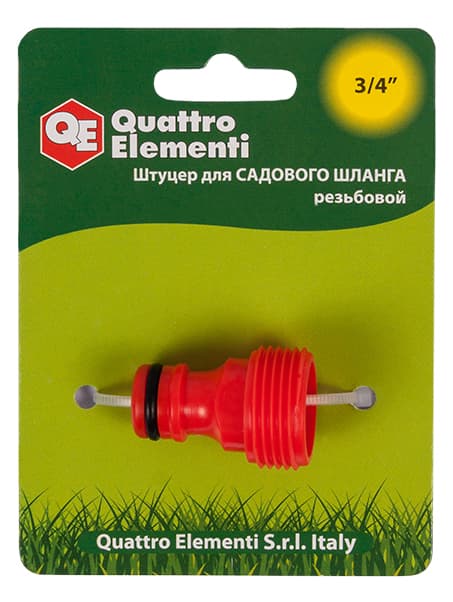Штуцер для шланга QUATTRO ELEMENTI наружная резьба 3/4" пластик