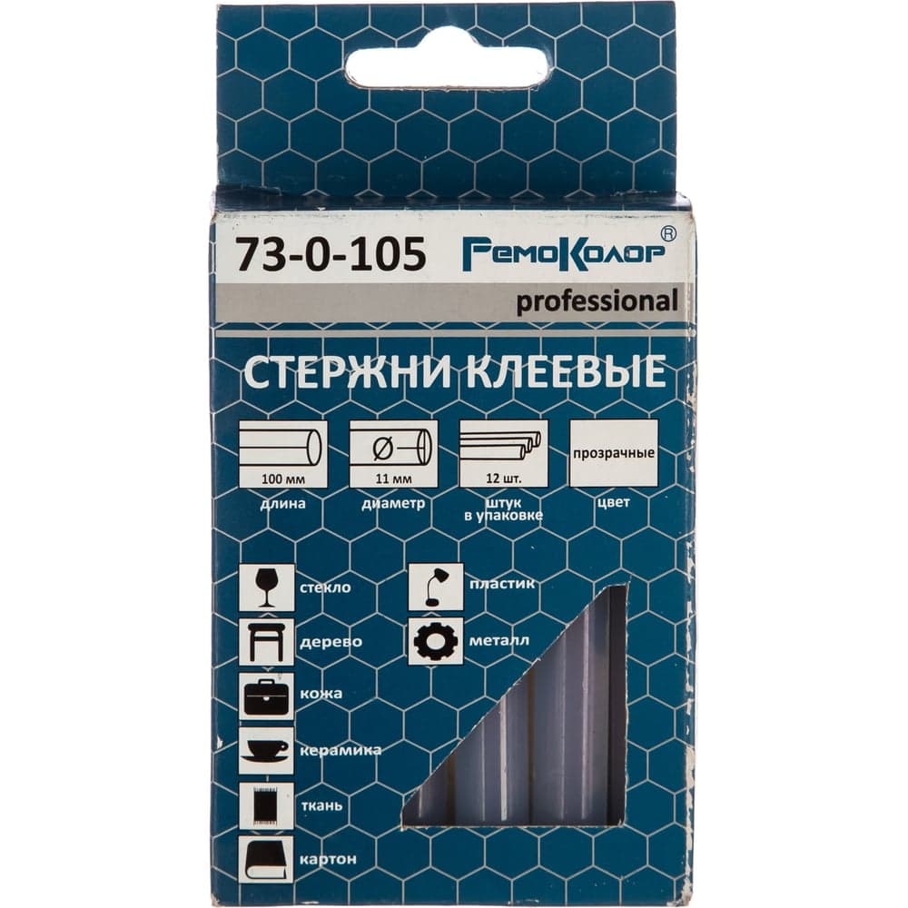 Стержни клеевые РемоКолор Professional 11×100 мм, прозрачные, 12 шт
