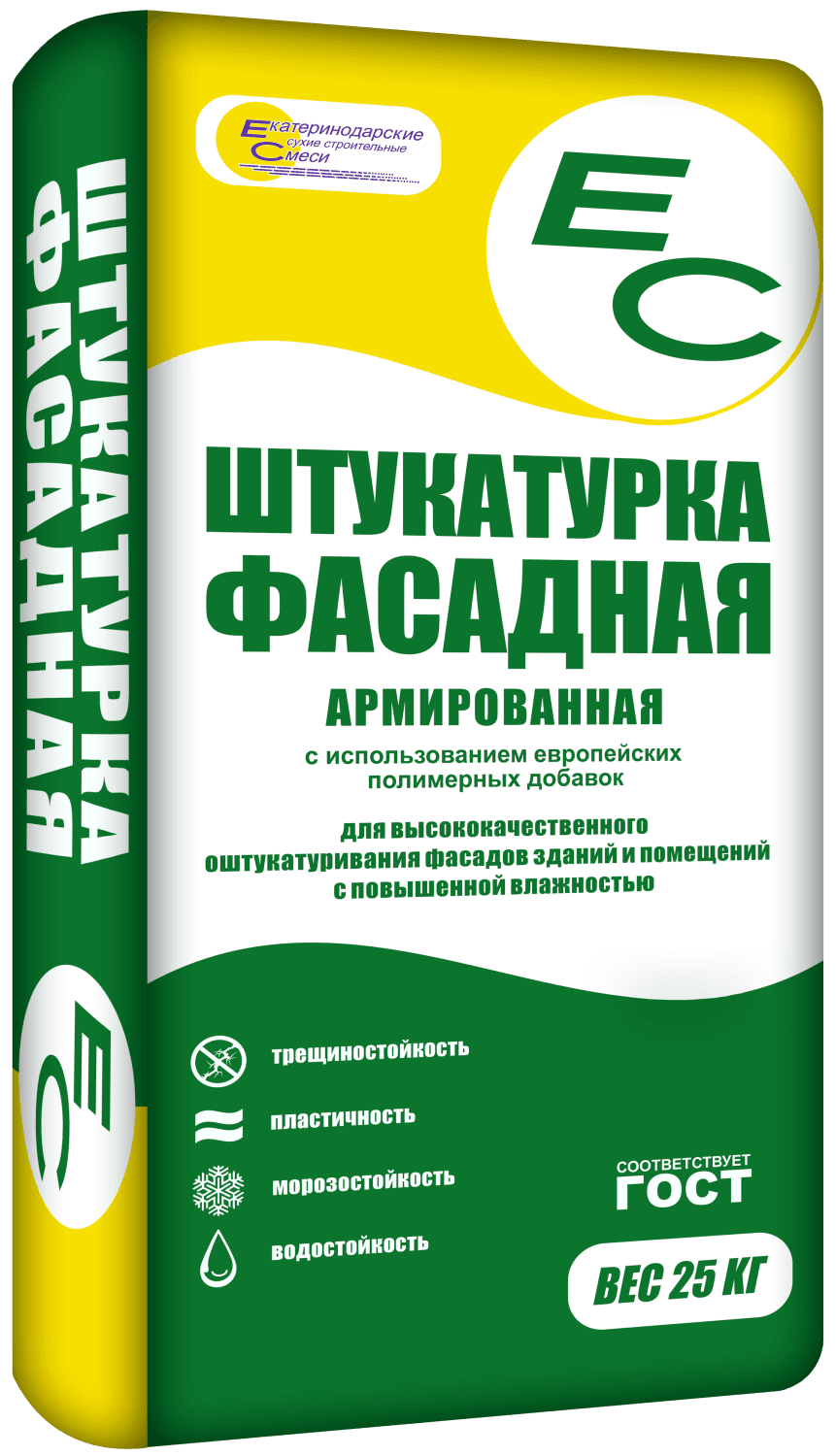 Штукатурка фасадная армированная EC, для влажных помещений, 25 кг