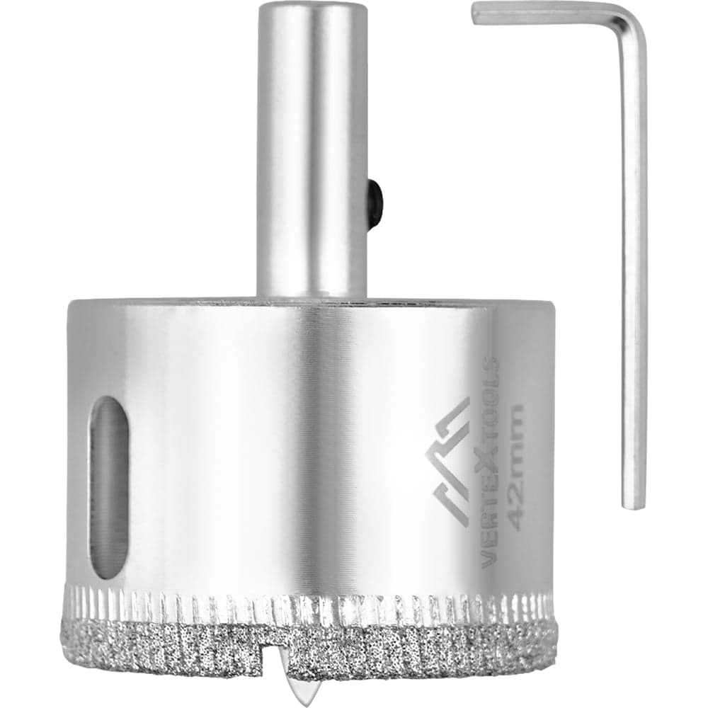 Коронка по стеклу VERTEXTOOLS Ø42×55 мм, с центрирующим сверлом