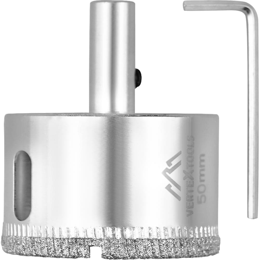 Коронка по стеклу VERTEXTOOLS Ø50×55 мм, с центрирующим сверлом