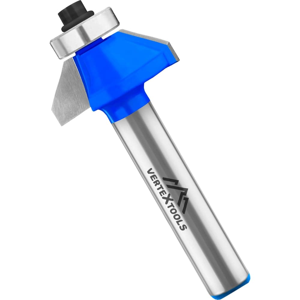 Фреза кромочная конусная VERTEXTOOLS с подшипником Ø25×10 мм 45°, хвостовик 8 мм