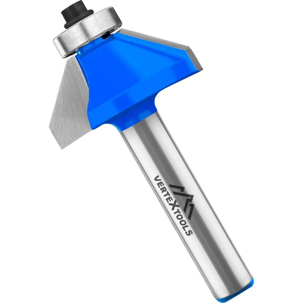 Фреза кромочная конусная VERTEXTOOLS с подшипником Ø30×12 мм 45°, хвостовик 8 мм