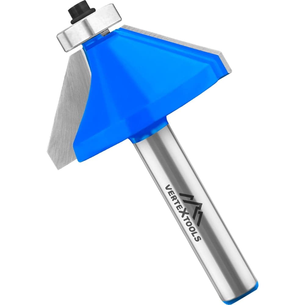 Фреза кромочная конусная VERTEXTOOLS с подшипником Ø40×18 мм 45°, хвостовик 8 мм