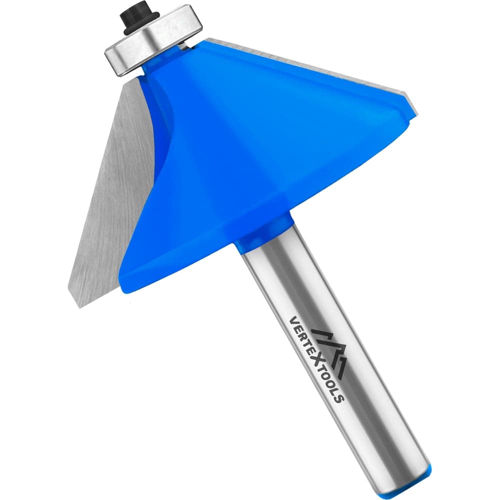 Фреза кромочная конусная VERTEXTOOLS с подшипником Ø50.8×27 мм 45°, хвостовик 8 мм