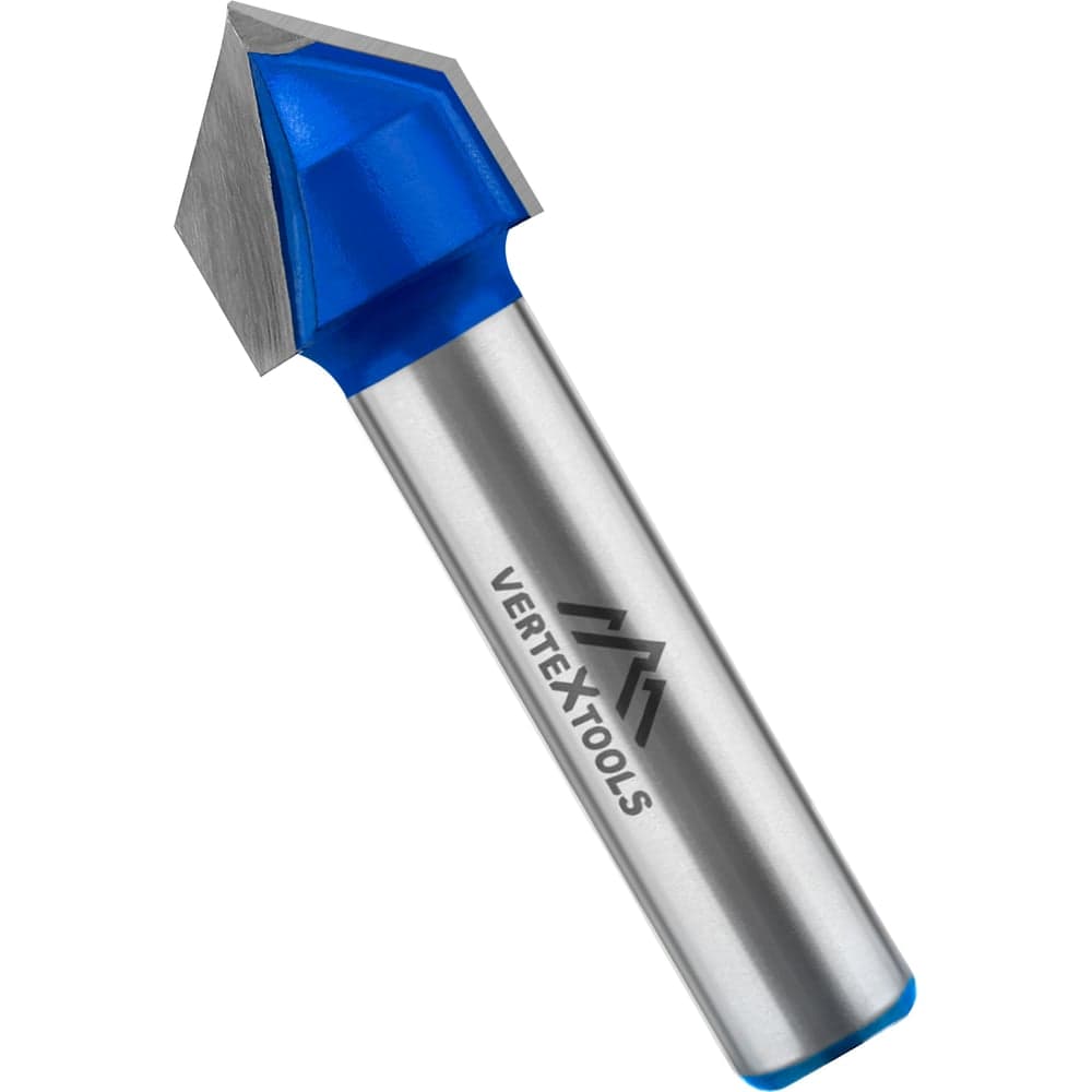 Фреза пазовая V-образная VERTEXTOOLS Ø12×12 мм 90°, хвостовик 8 мм