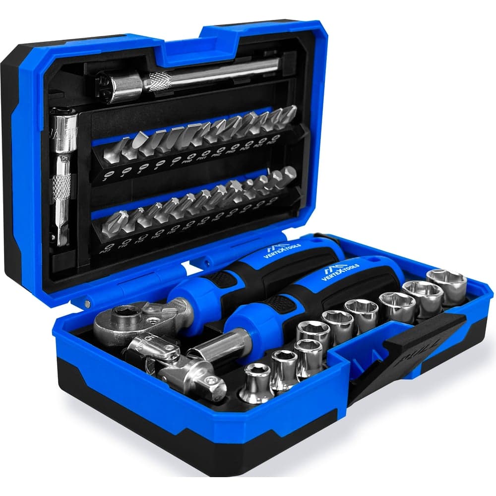 Набор бит VERTEXTOOLS, 38 предметов, трещотка, кардан, головки