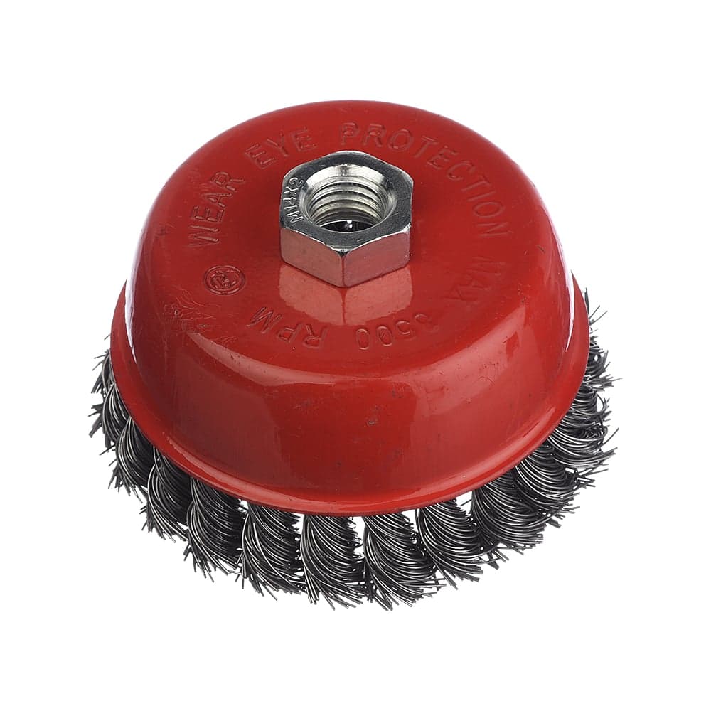 Кордщетка чашеобразная VERTEXTOOLS 100 мм, М14, витая, жёсткая
