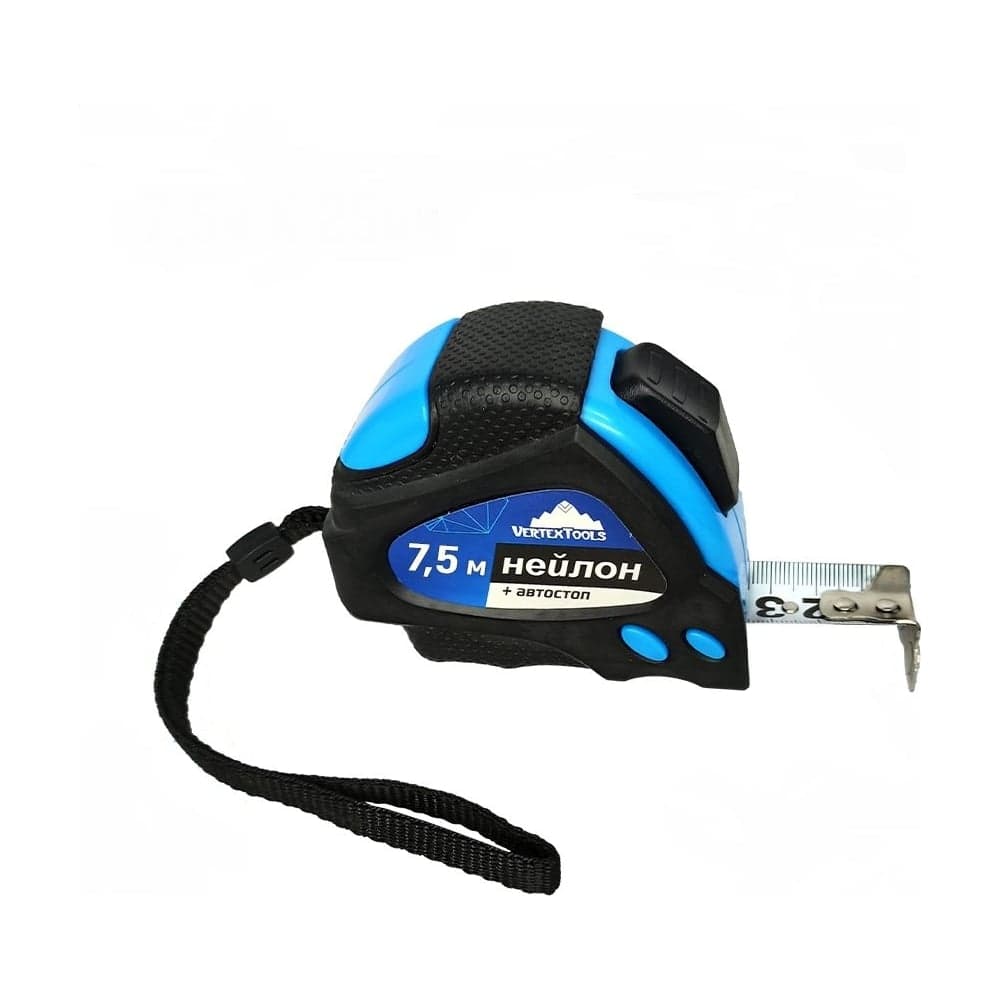 Рулетка VERTEXTOOLS нейлон 7,5 м × 25 мм с автостопом