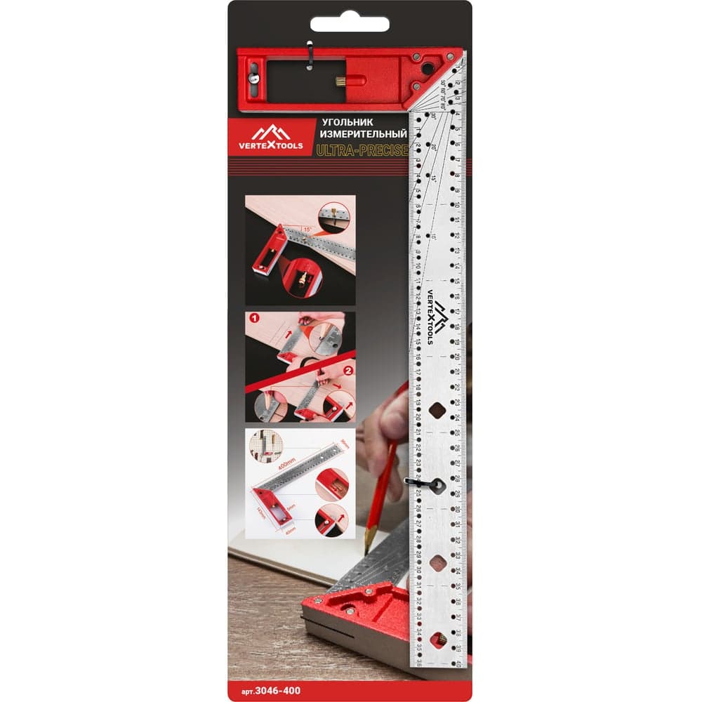 Угольник измерительный VERTEXTOOLS ULTRA-PRECISE 400 мм