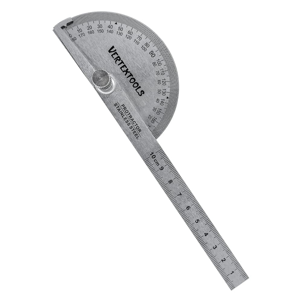 Транспортир с линейкой VERTEXTOOLS 90×150 мм