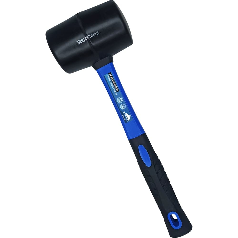 Киянка резиновая VERTEXTOOLS 450 г, черная резина, фибергласовая рукоятка