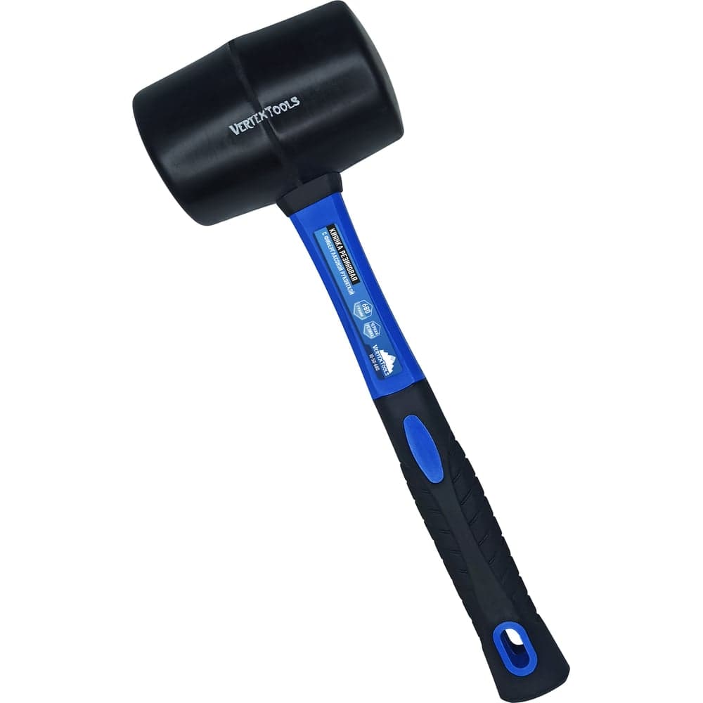 Киянка резиновая VERTEXTOOLS 680 г, черная резина, фибергласовая рукоятка