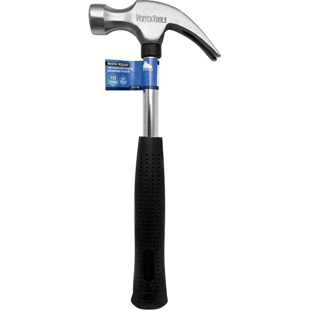 Молоток-гвоздодёр VERTEXTOOLS 450 г, боёк 27 мм, металлическая рукоятка